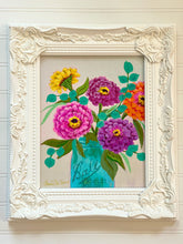 Load image into Gallery viewer, Framed Floral: Ball Jar Zinnias 1