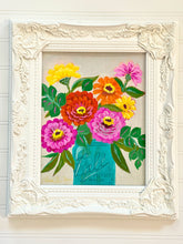 Load image into Gallery viewer, Framed Floral: Ball Jar Zinnias 2
