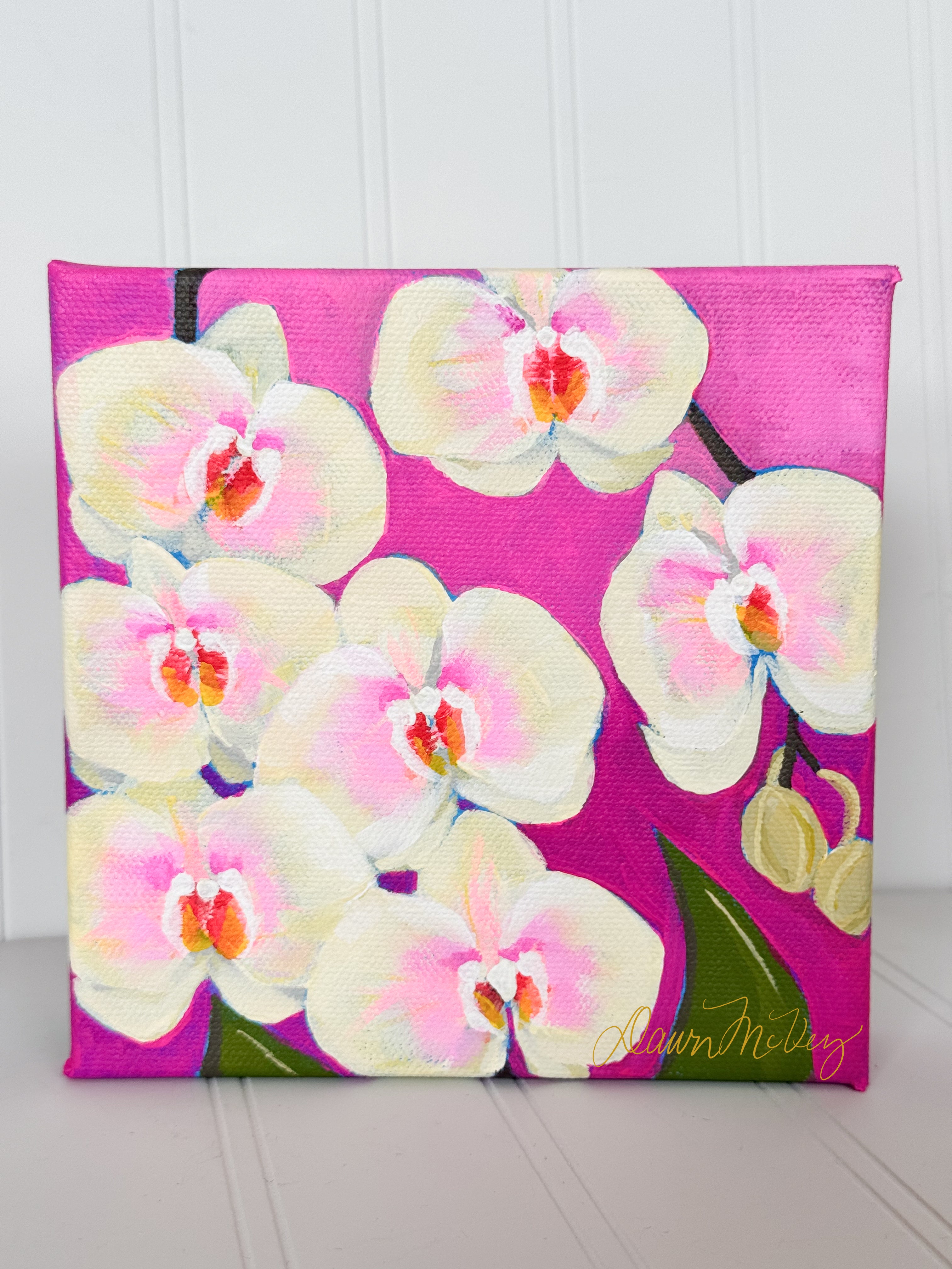 アート・デザイン・音楽 AN ILLUSTRATED TREASURY OF Orchids Orchid-Soft Yellow Original Painting – Dawn McVey Art