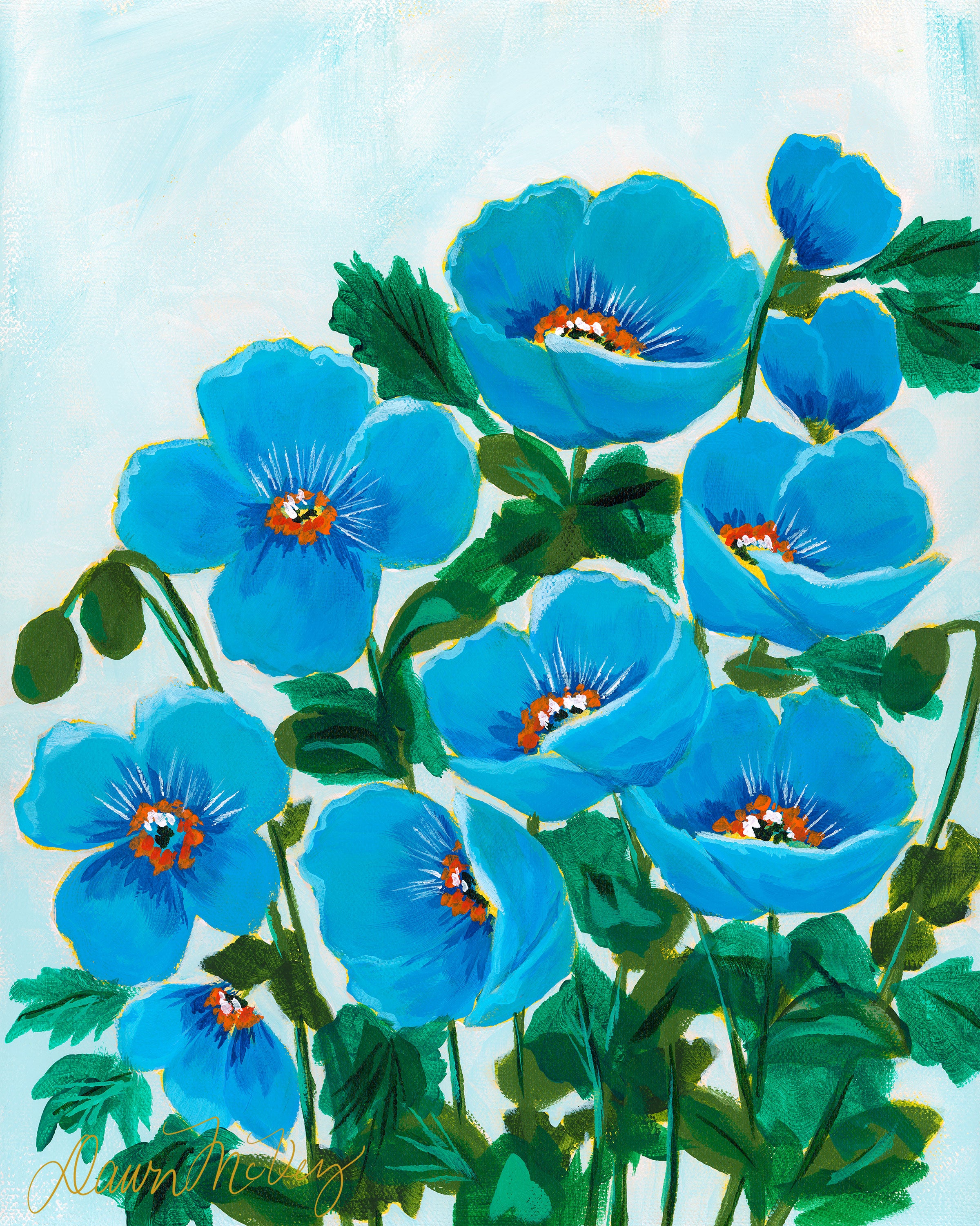 POPPY / ボトム/M/コットン/BLU/花柄 Blue Poppies – Dawn McVey Art