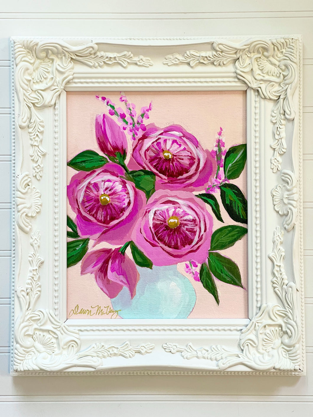 Framed Floral: Cabbage Rose Bouquet