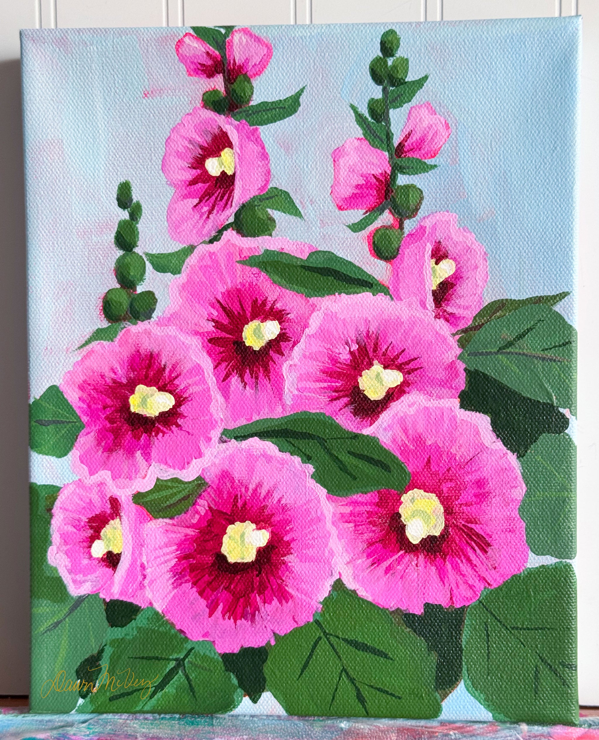 Hey, Hollyhocks Original Painting – Dawn McVey Art