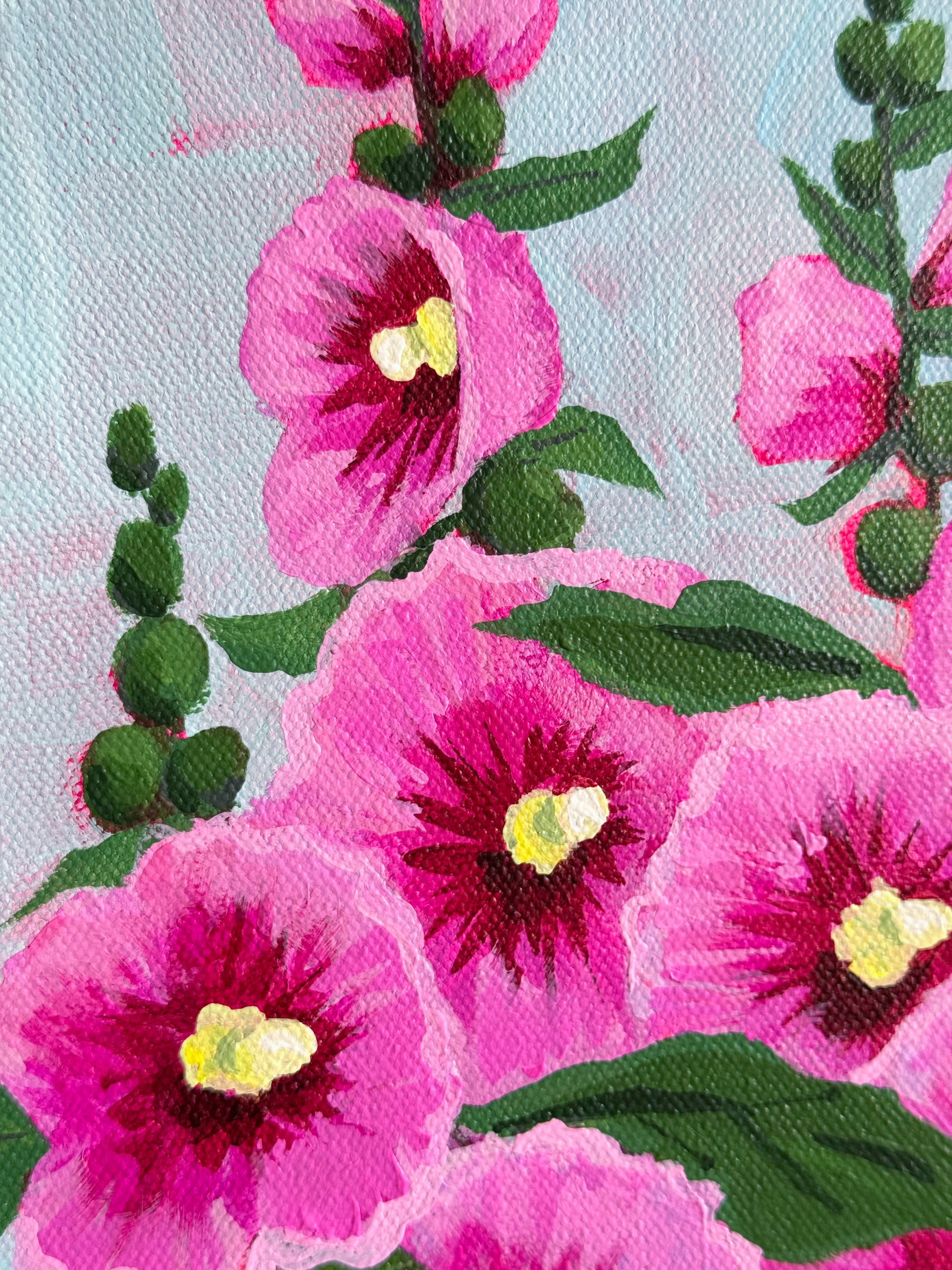 Hey, Hollyhocks Original Painting – Dawn McVey Art