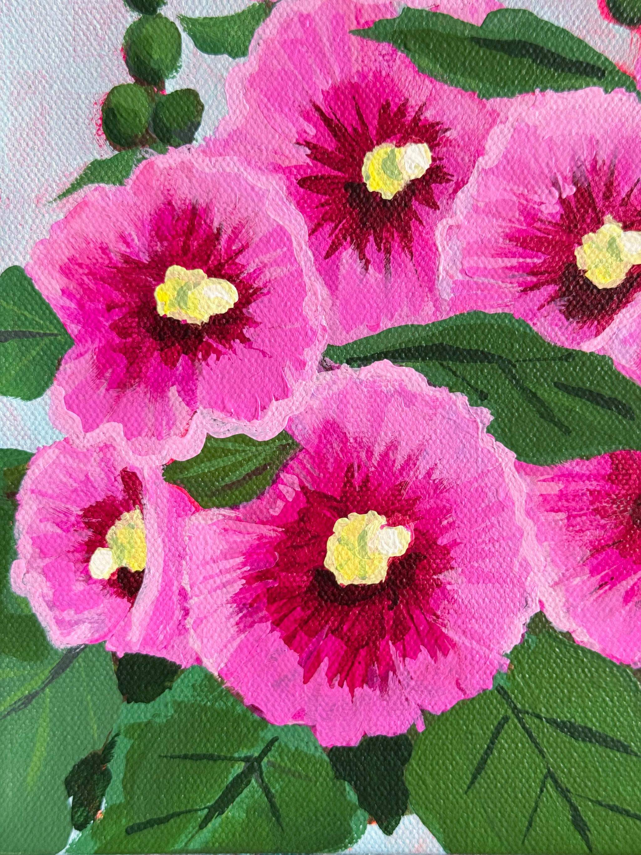 Hey, Hollyhocks Original Painting – Dawn McVey Art