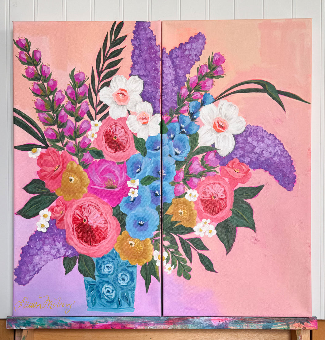 Lucy & Ethel Original Diptych Paintings