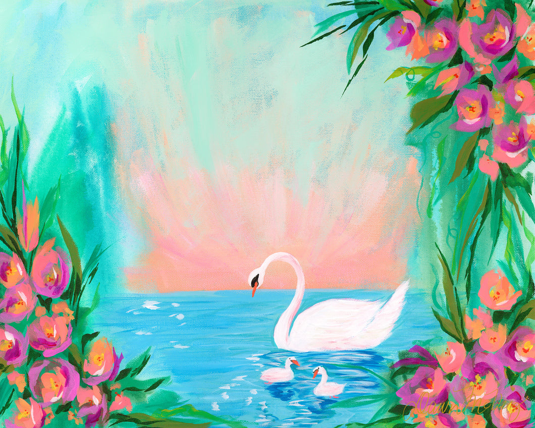 Sunrise Swans Print