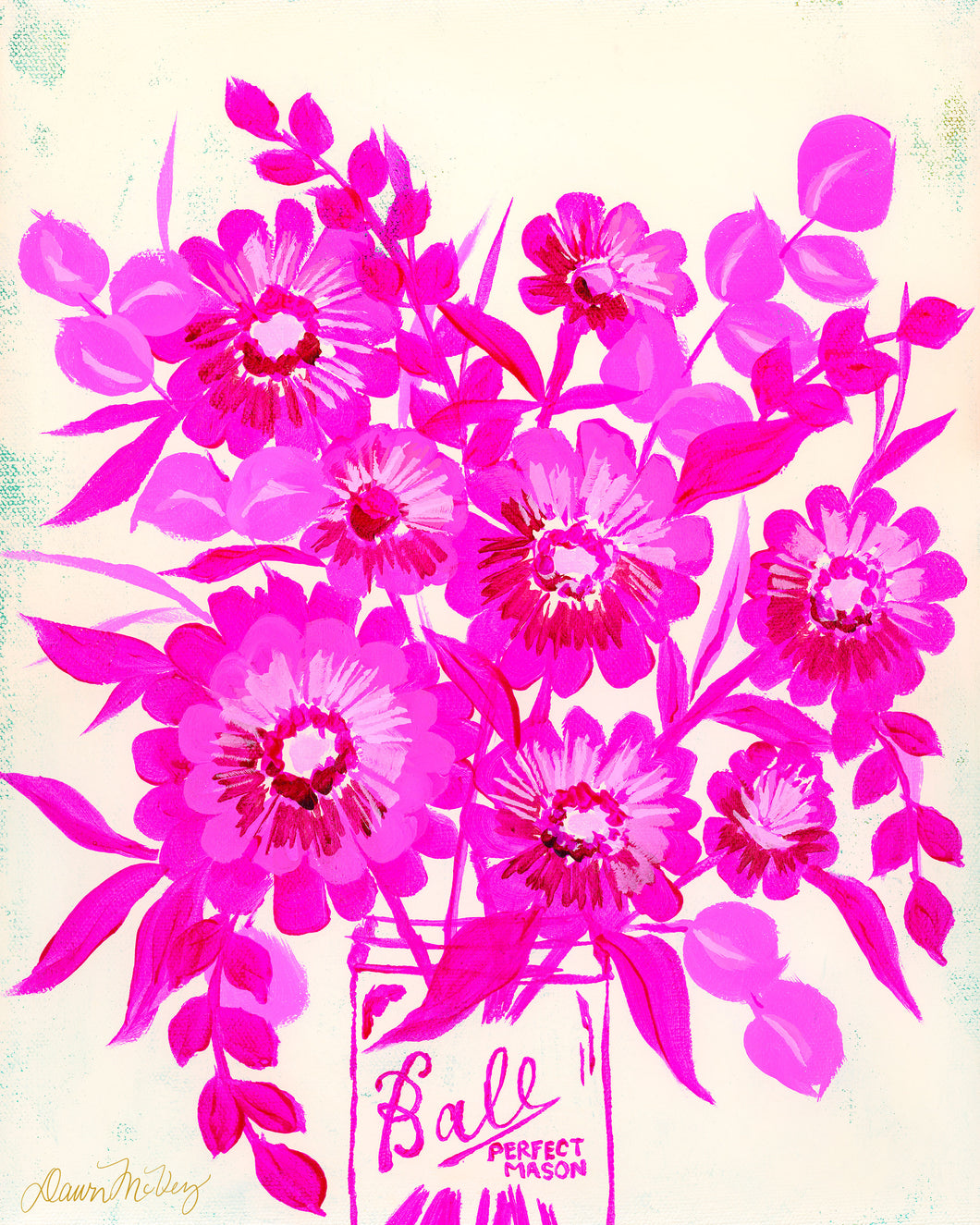 Zinnia Silhouettes: Fuchsia Print