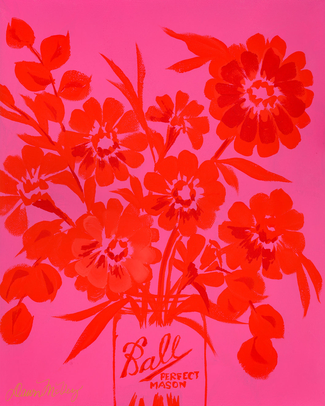 Zinnia Silhouettes: Pink & Red Print