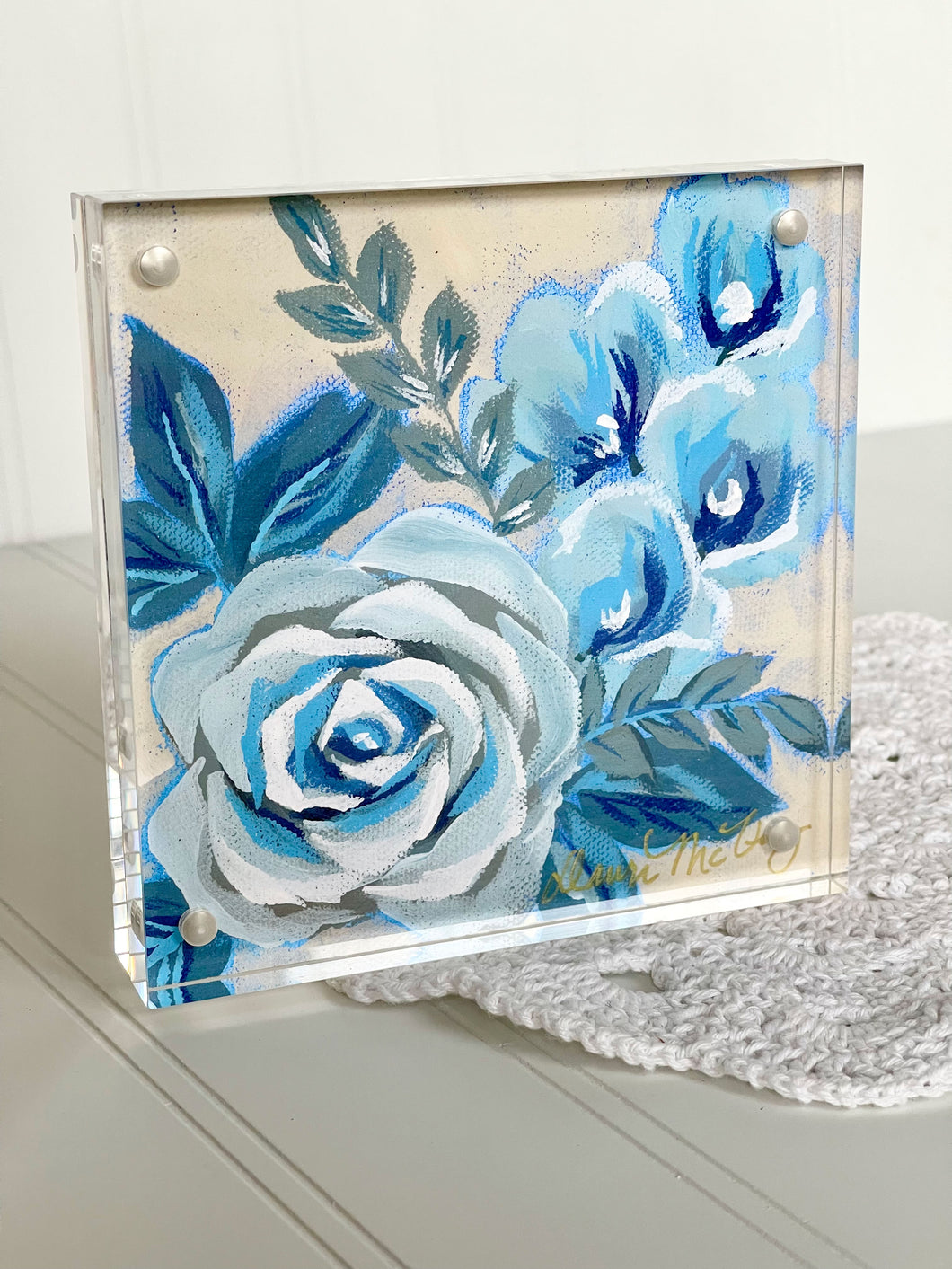Acrylic Framed Mini Print - Antique Inspired-Blue #1