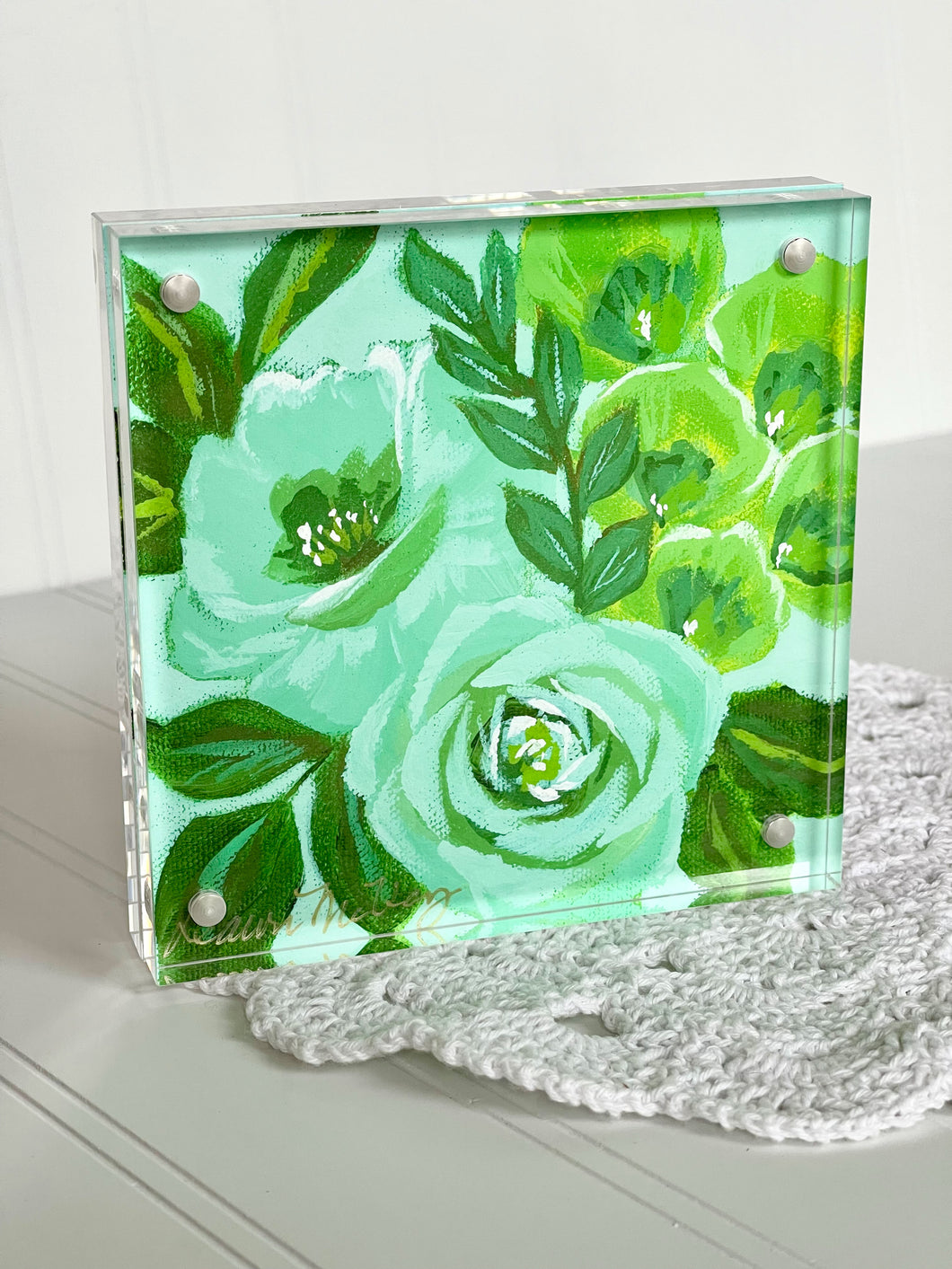 Acrylic Framed Mini Print - Antique Inspired-Green
