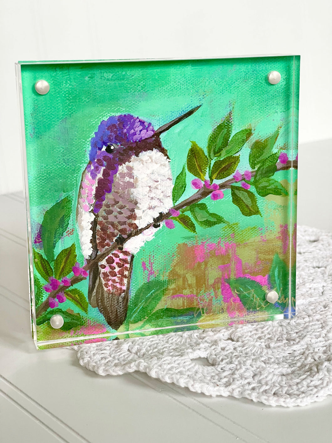 Acrylic Framed Mini Print - Hummingbird-Violet