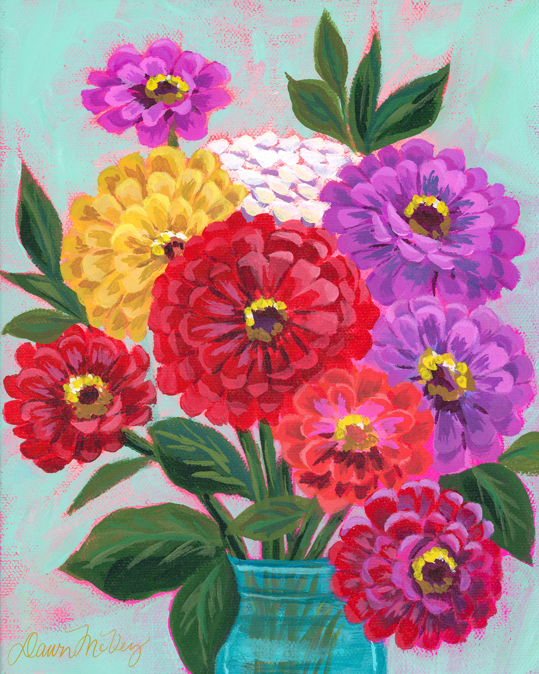 Jar of Zinnias Print