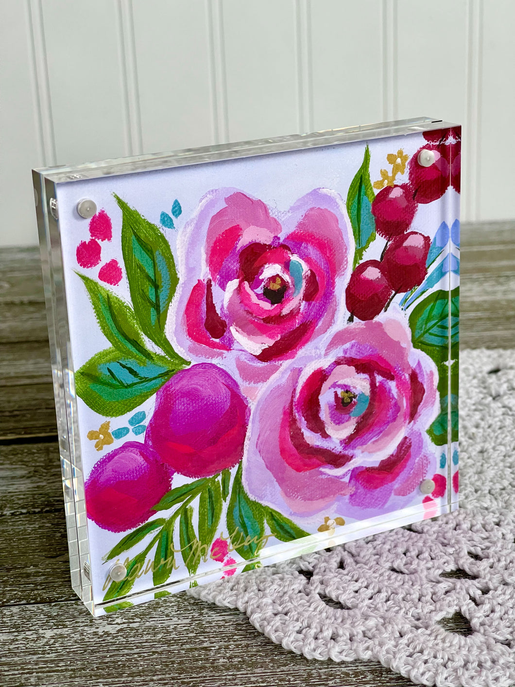 Periwinkle Posies Acrylic Framed Print