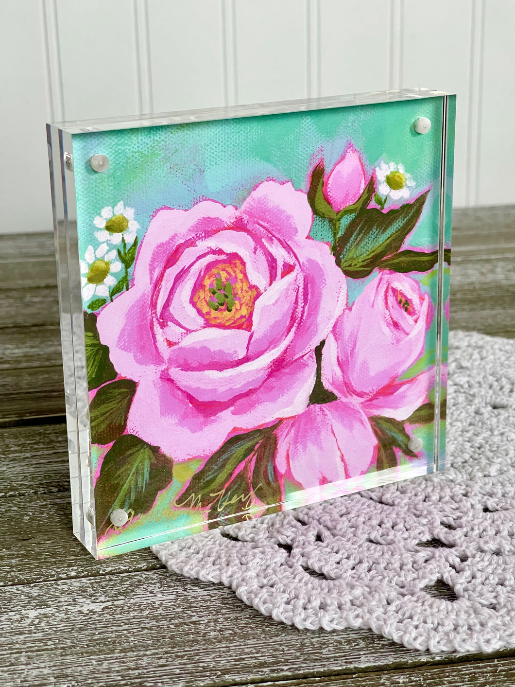 Pink Peonies Acrylic Framed Print